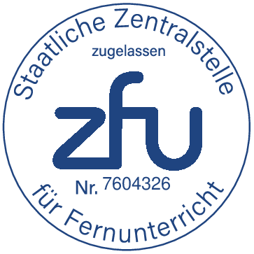 ZFU-Siegel: zugelassen von der Staatlichen Zentralstelle für Fernunterricht, Nr. 7604326